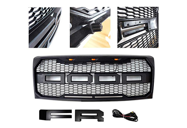 TIKSCIENCE Fit 2009-2014 Ford F-150 F150 Grille Matte BLACK Raptor Style Conversion Grill w/F&R