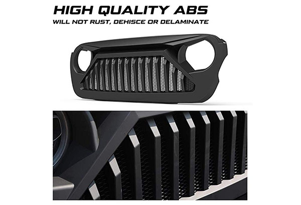 KIWI MASTER Wrangler JL Front Grille Compatible for Jeep Wrangler JL 2018 2019 Matte Black Bumper Mesh Grill